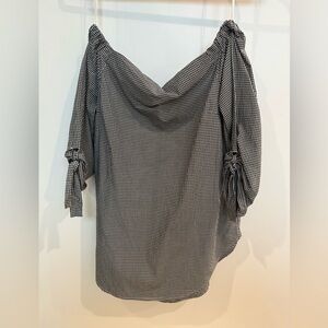 Aritzia Babaton Black and White Gingham Off The Shoulder Top
